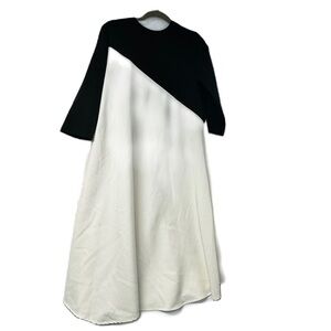 The collective woman’s l black white diagonal stripe aline midi party dress fun